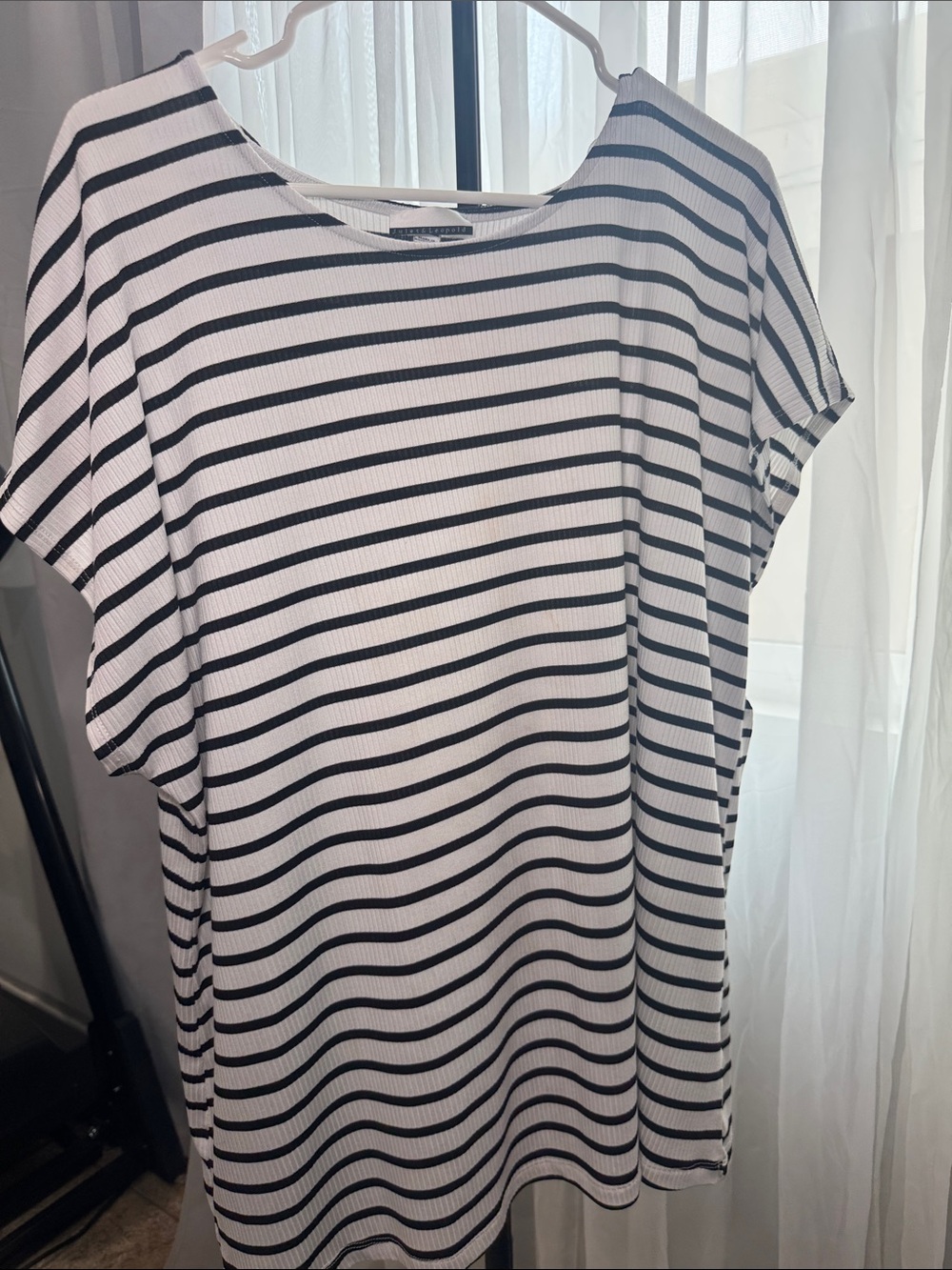 Women's Black and White Striped Tee